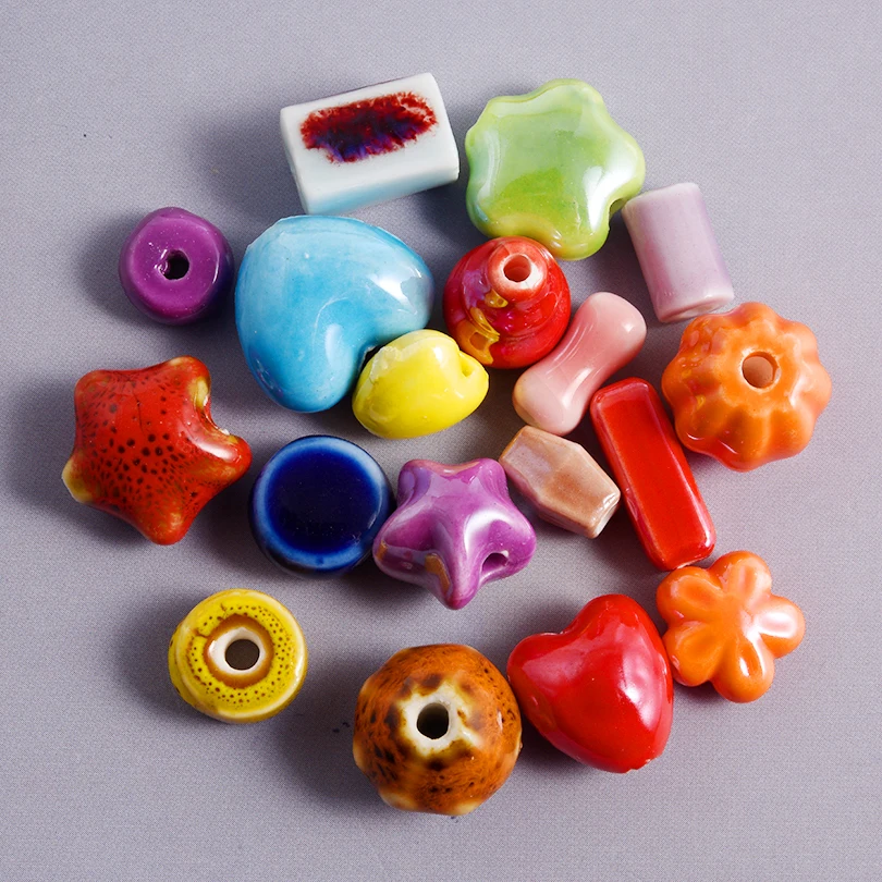 Random Mix 10Pcs /Lot Acrylic cCharms Round Rectangular Pentagram Love Hearts Beads Loose Spacer DIY Jewelry Bulk Accessories