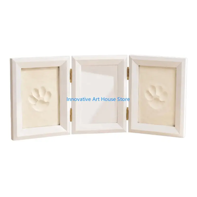 E1PC Pet Picture Frame with Three Section Display, Center Photo Opening and Two Side Print for Shelf Use