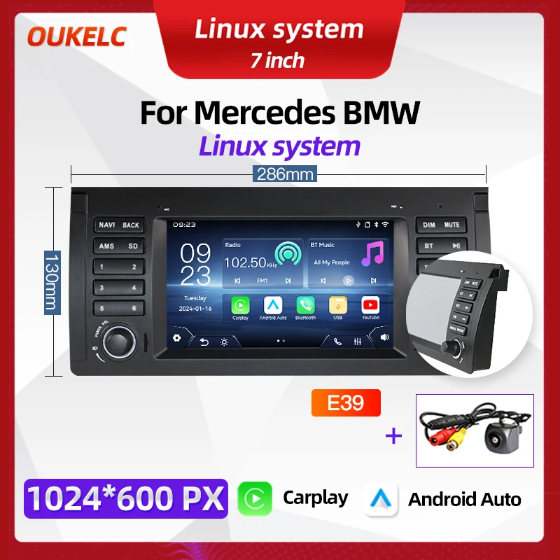 Voor BMW 3 Serie E39 E38 X5 E53 M5 1995-2003 Draadloze Carplay Navigatie Speler Android Auto Radio multimedia BT Auto Linux Systeem