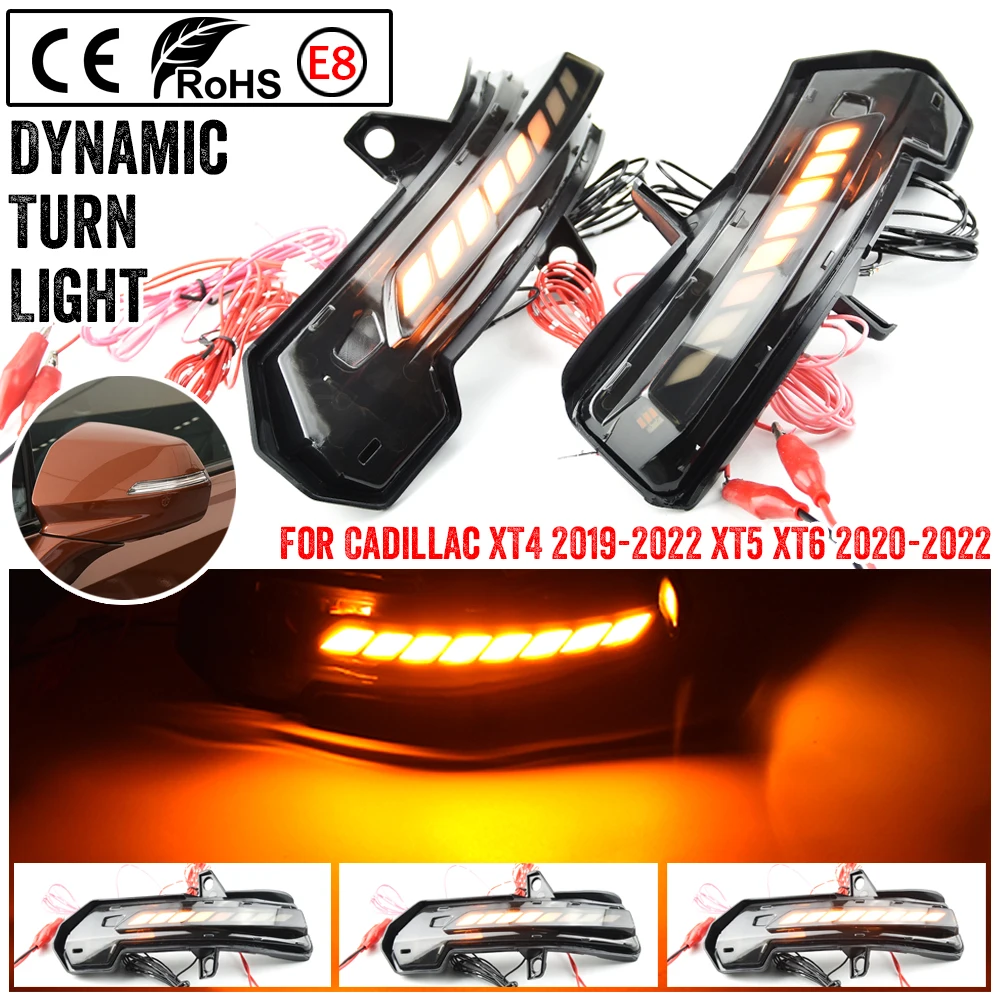 

2Pcs For Cadillac XT4 XT5 XT6 2019-2022 LED Side Wing Rearview Mirror Indicator Blinker Repeater Dynamic Turn Signal Light