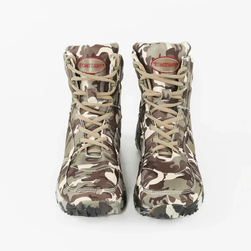 

Men Boots Winter Lace Up Waterproof Outdoor Shoes Men's Breathable Canvas Camouflage Tactical Combat Desert Ankle Boots