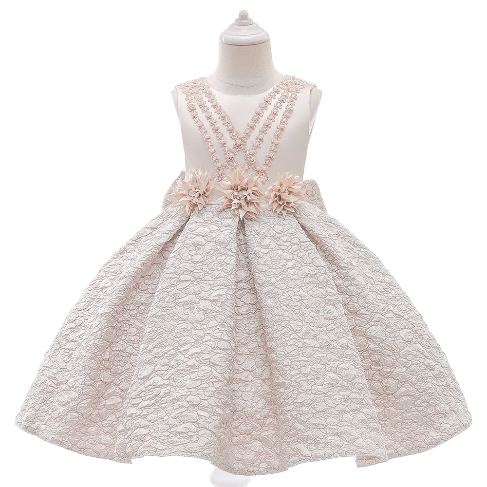 Sommer Gold Bogen Kinder Party kleid für Mädchen Kinder Kostüm elegante Blume Hochzeit Geburtstag Prinzessin Kleider Abend Mädchen Kleidung
