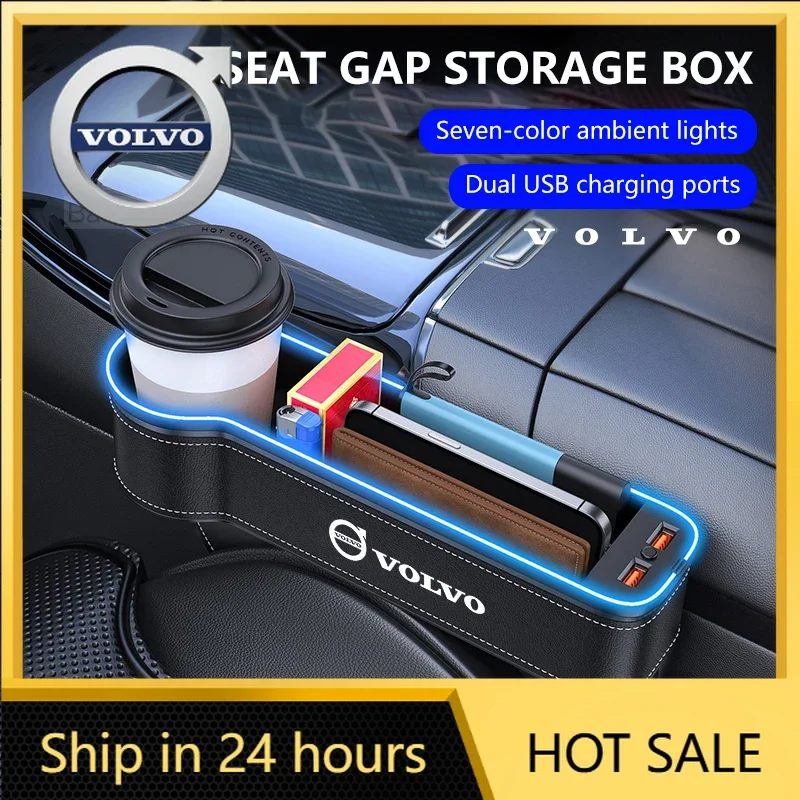 

Чехлы на руль для Volvo XC40 XC60 XC70 XC90 S40 S60 S90 V40 V50 V60 V90, USB-подсветка салона, органайзер для хранения в сиденье, коробка для хранения в зазоре между сиденьями