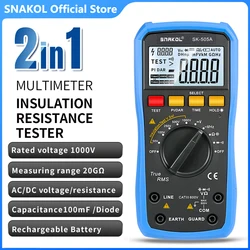 Snakol SK-505A 2in1 Insulation Resistance Tester 1000V Megohmmeter Professional Digital Multimeter Voltmeter Ohm Electrical Tool