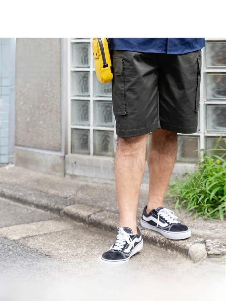 

Летние повседневные хлопковые рабочие брюки свободного кроя длиной до колена для мужчин среднего и старшего возраста: дышащие, удобные, городские, стильные