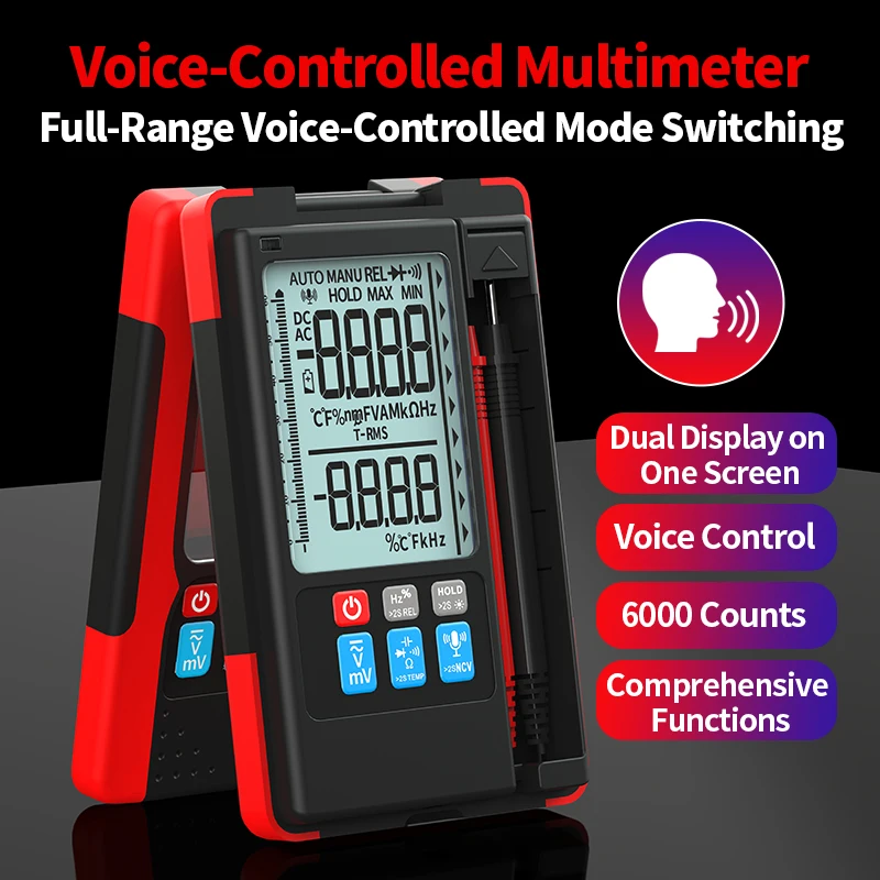 ZOYI الرقمية المهنية المتعدد البث الصوتي AC DC فاحص التيار صوت متعدد الوظائف هرتز hFE أوم أداة + إنذار صوتي