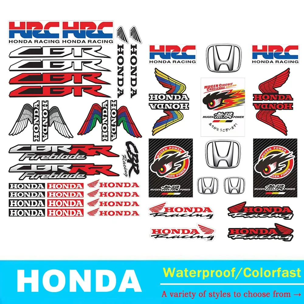 

For Honda HRC Series Motorcycle Modification Decor Decals PVC Waterproof Reflective Stickers Helmet Fuel Tank Trunk Stickers