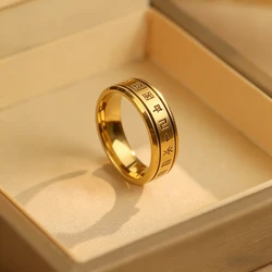New European and American Fashion Simplified Characters Men's Titanium Steel Ring Gift Belief Jewelry Ring 2025