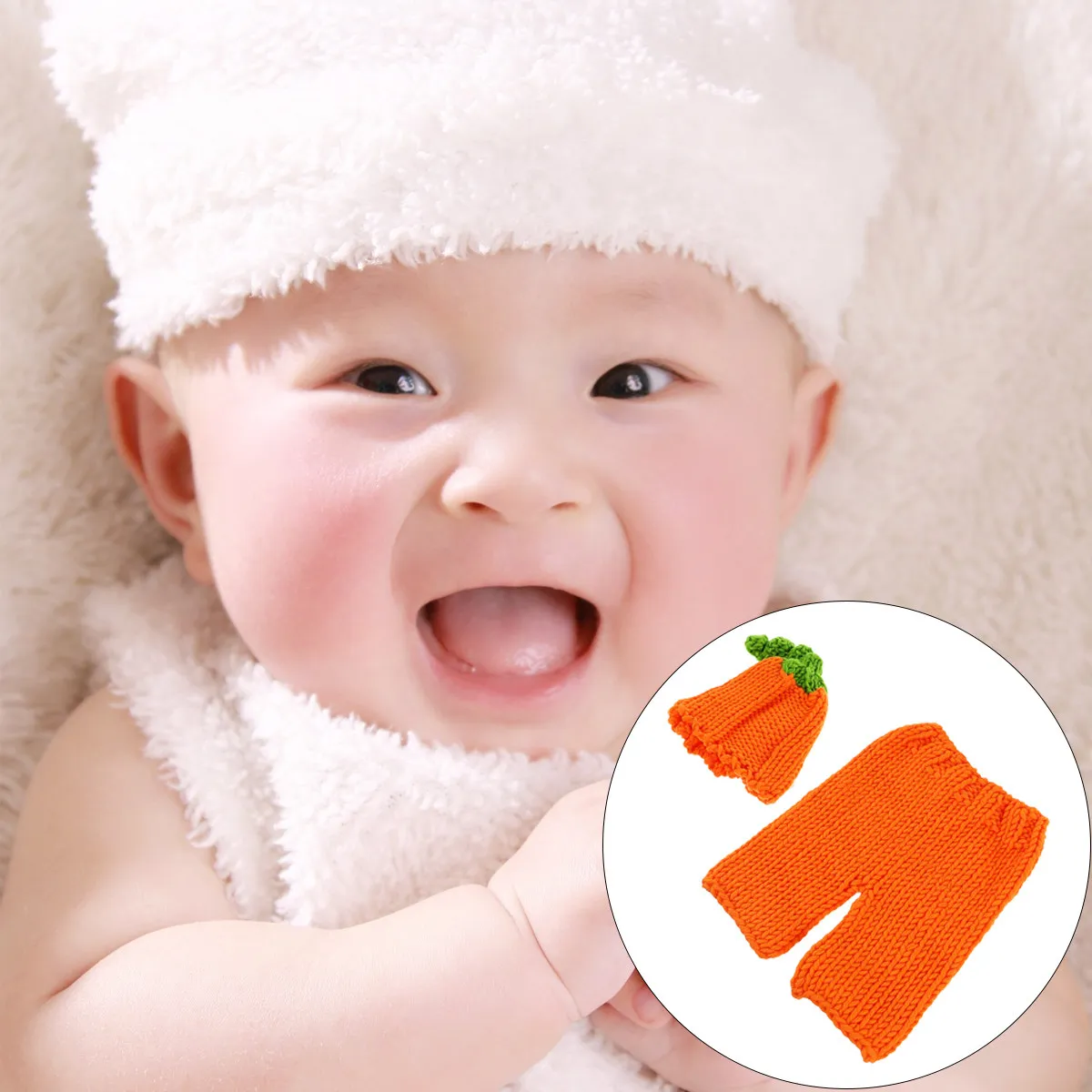 

1Set Baby Pumpkin Knitted Cotton Costume Newborn Outfit Orange Halloween Baby Photo Clothes Props Halloween Costume