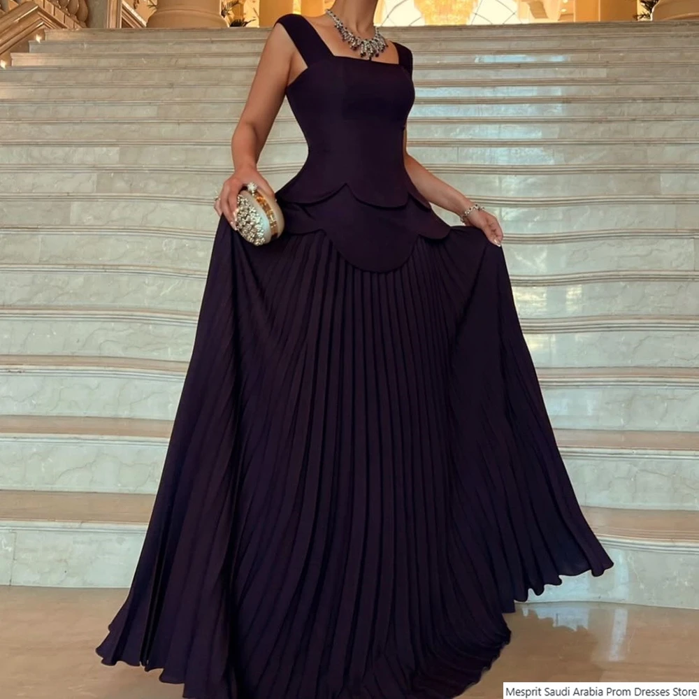 

Женские вечерние платья А-силуэта в пол с квадратным вырезом, без рукавов, для выпускного вечера, простые, модные, с драпировкой, с открытой спиной, на заказ