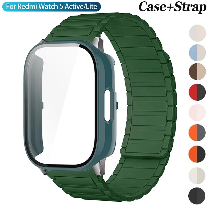 PC-Gehäuse + Armband für Redmi Watch 5 Active, magnetisches Silikonband für Redmi Watch 5 Lite, Armband, Displayschutzgehäuse