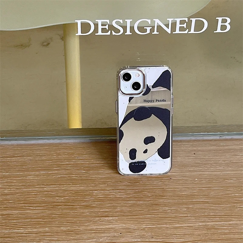 For iPhone 14Promax 2023 New Ins Net Red Cartoon Cute Panda Mirror Phone Hard Case 14Pro 13Promax 12 11