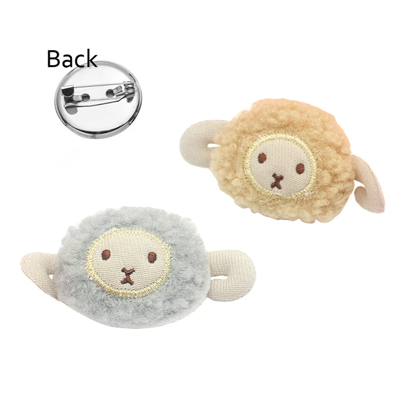 Cute DIY Cartoon Fluffy Fur Sheep Brooch For Women Plush Anime Woolly Lamb Pins Dress Bag Jewelry Accessories Party Girls Gifts
