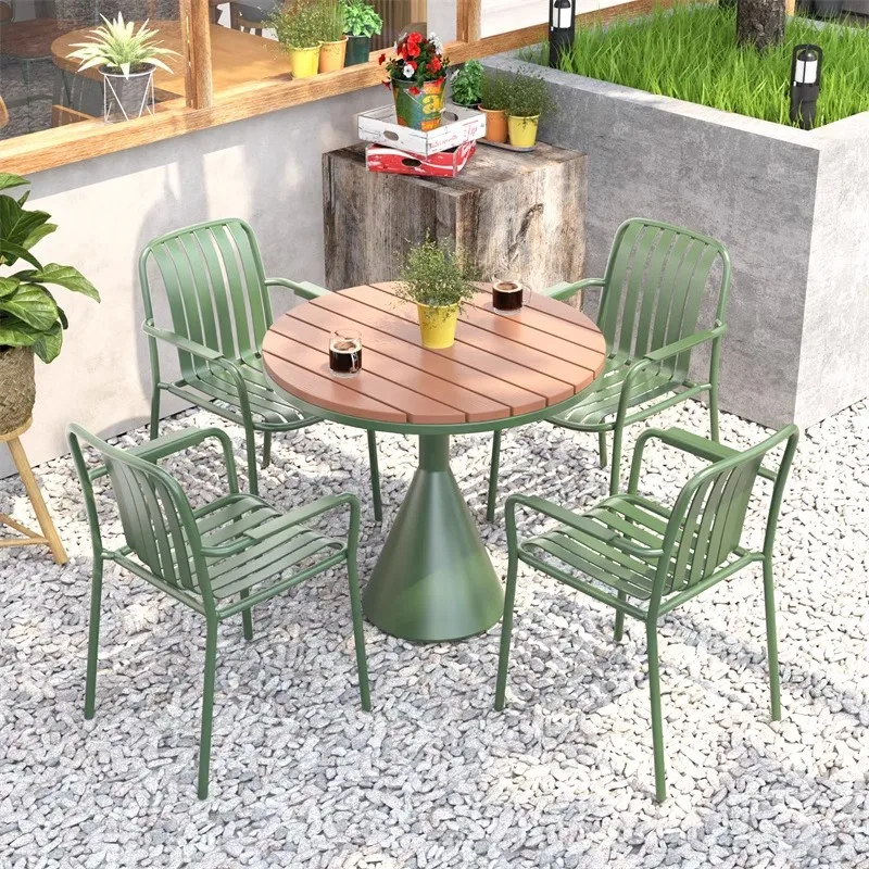 

Fenglutian balcony leisure dining table Red milk tea shop outdoor small round table garden terrace outdoor table and chair combi