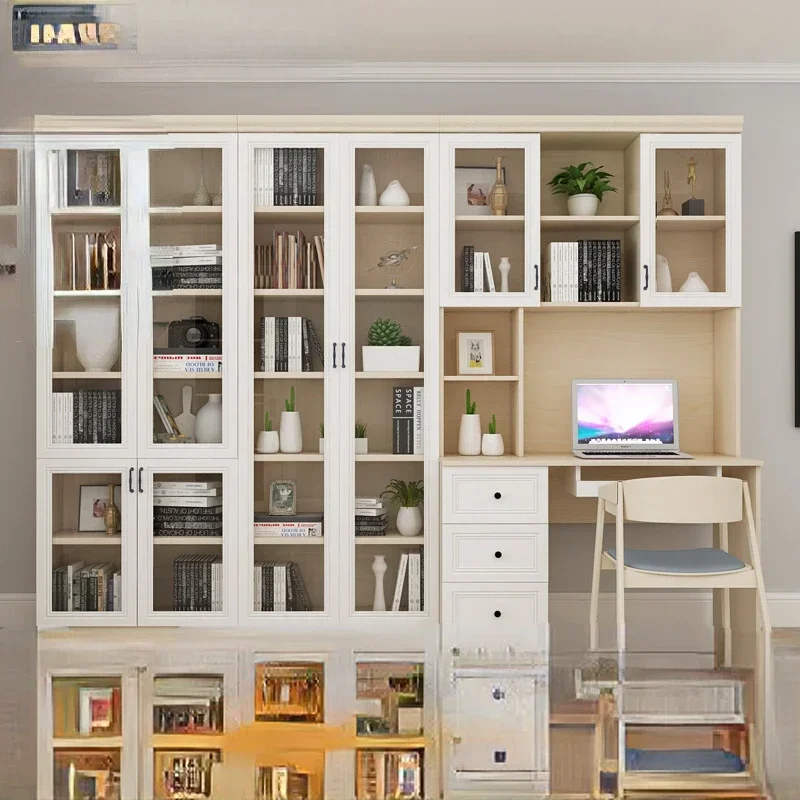 

Цветной книжный шкаф, интегрированный простой компьютерный стол, книжная полка, комбинация дома