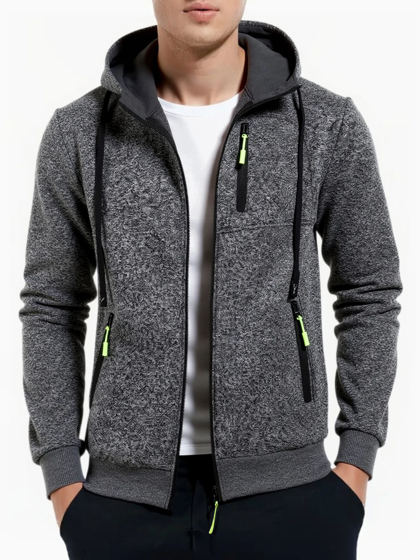 الخريف الرجال هوديس سحاب أكمام طويلة سترة بلون معاطف عادية في الهواء الطلق ملابس رياضية سليم صالح سترة غير رسمية الملابس