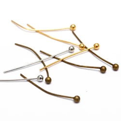 200pcs 20/25/30/40/50mm(24 gauge) Length Antique Bronze/Rhodium/Gold Plated Metal Ball Head Pins For Diy Jewelry Making Findings