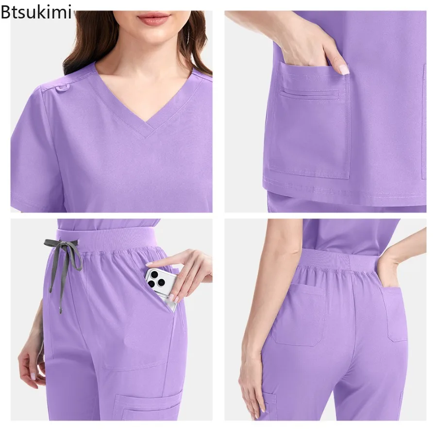 New Slim Fit Women Scrubs Sets Woman Medical Uniforms Nurses Accessories Clinic Beauty Salon Spa Pet Shop Workwear Clothing view 6