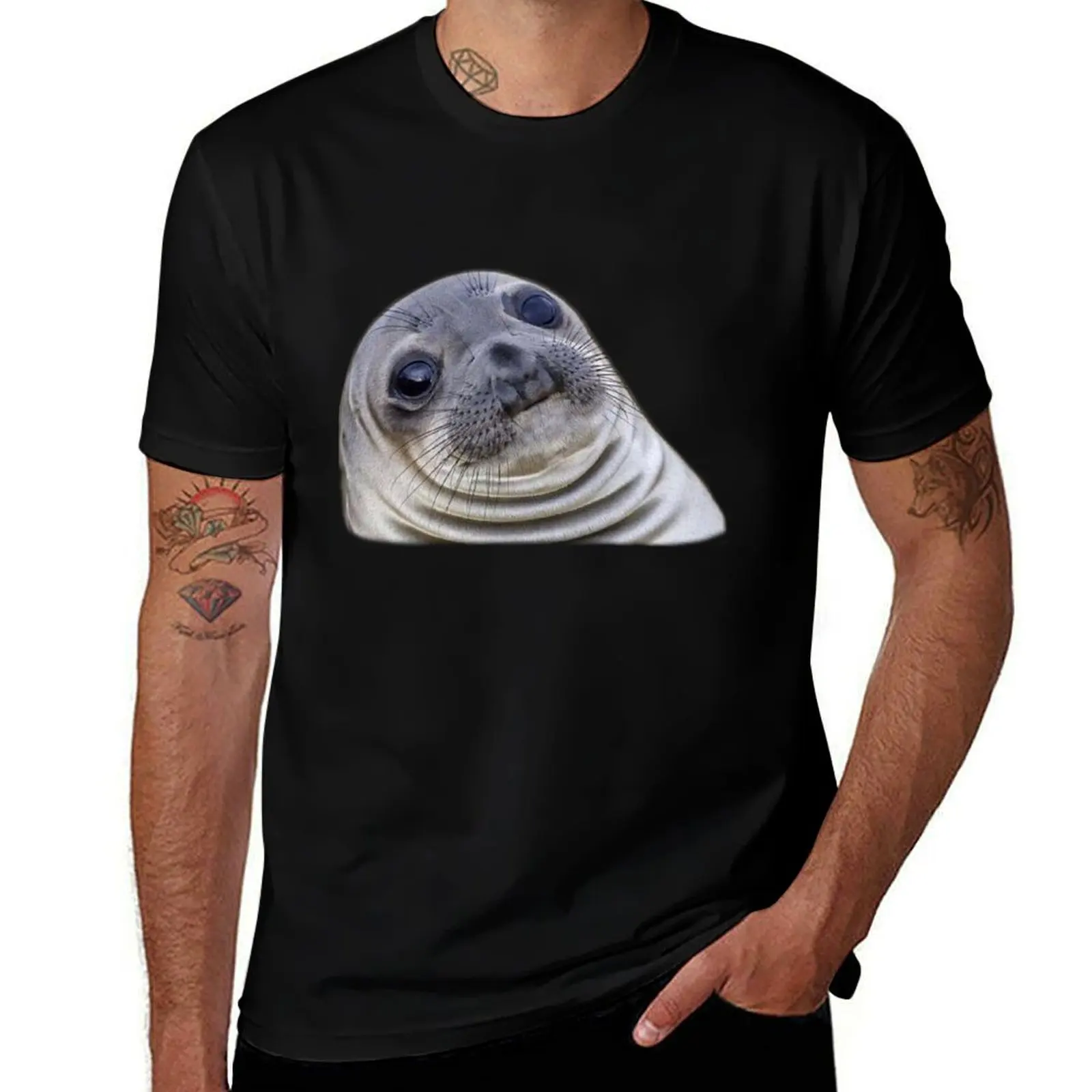Awkward Seal - funnyjunk funny T-Shirt Soft Durable Cotton T-Shirt