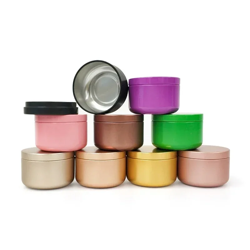 100Pcs 50ml Round Aluminum Candle Jars Travel Portable Empty Tea Tin Pot Colorful Refillable BB Cream Sealed Storage Containers