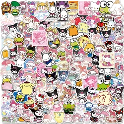 10/30/50/100/150pcs Kawaii Sanrio naklejki dla dzieci zabawki Kuromi Hello Kitty naklejki z kreskówek wodoodporna śliczna dekoracja naklejka