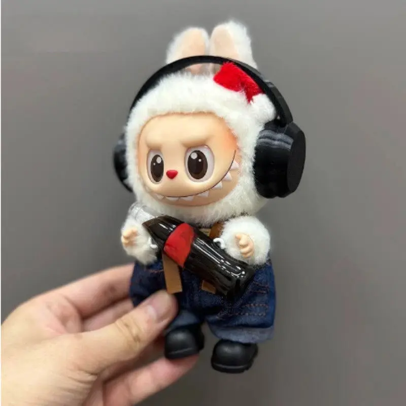 ل Labubu ملابس دمى 15/17 سنتيمتر ملابس الطفل موضة القط تمبورا فراي الروبيان مجموعة Kawaii V1 V2 V3 دمية الملابس والاكسسوارات Ropa