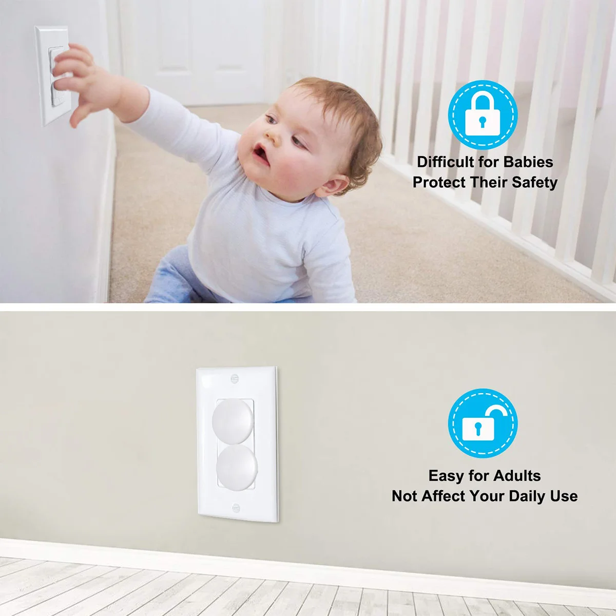 60 قطعة أغطية المخرج حماة المقبس الكهربائي Babyproof التوصيل سلامة حريزعلى الأطفال غطاء المقبس آمن للمنزل التوصيل يغطي