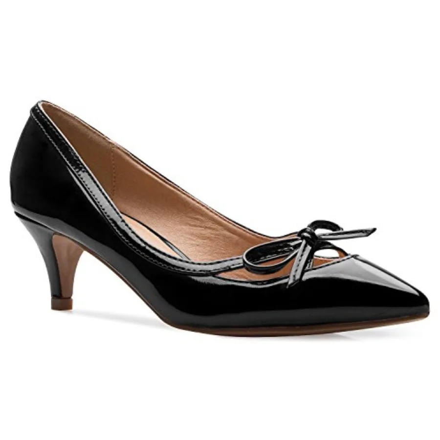 Zapatos de tacón bajo Olivia K para mujer, clásicos, con punta cerrada, estilo D'Orsay, con lazo, para vestir, trabajar, fiestas, zapatos de tacón medio