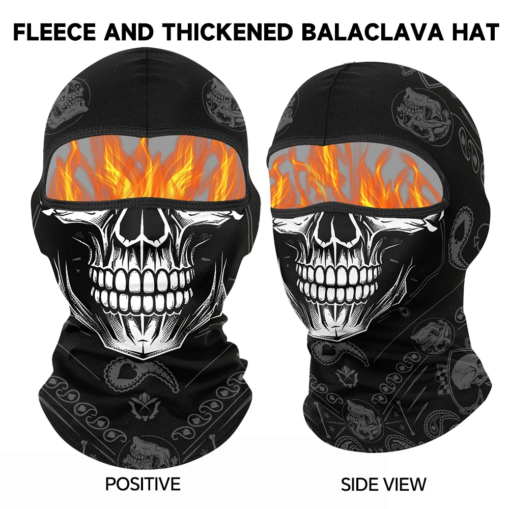 Winter Warm Plus Velvet Balaclava Motorcycle Cold-proof Scarf Ski Full Face Mask Skull Clown Windproof Neck Cover Cycling Cap