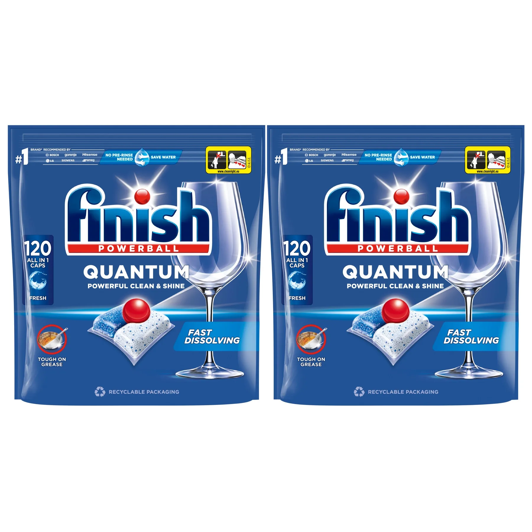 2x FINISH Quantum Fresh dishwasher capsules 120 PCs