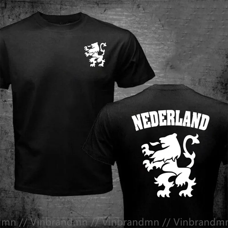 Nederland Netherlands Orange Dutch Lion Soccer 100% Cotton Geek Family Top Tee New Men Summer Tops Casuals T Shirts Hip Hop Tops