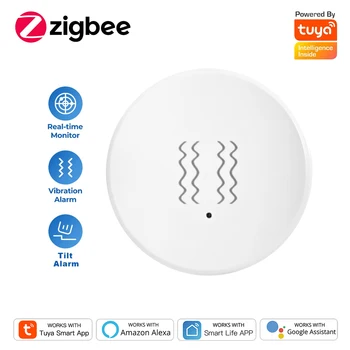 Zigbee-Capteur de Vibration Intelligent Tuya Smart Life, Détection de Choc de Mouvement en Temps Réel, Enregistrement d'Historique