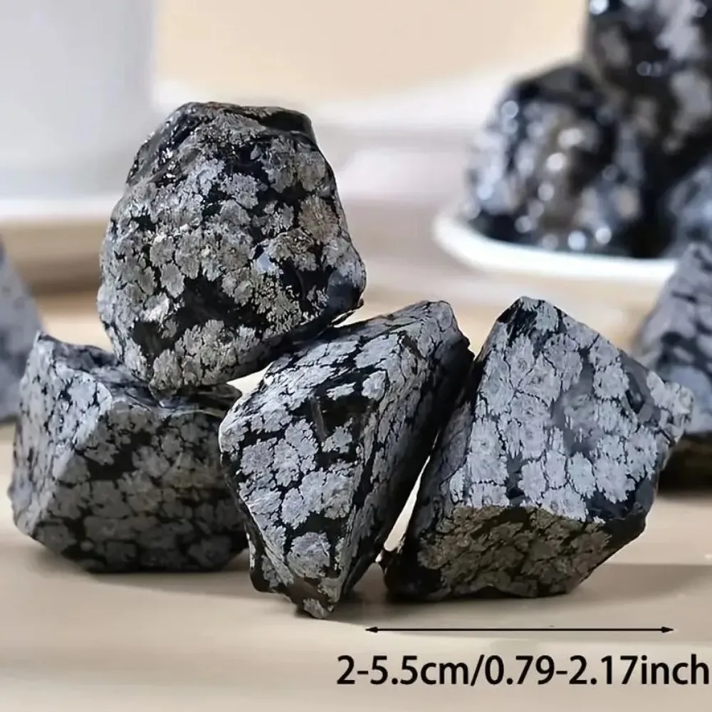 Natural Black Obsidian Snowflake Stone Raw Mineral Specimen, Energy Quartz Crystal for Spiritual Healing, Aquarium