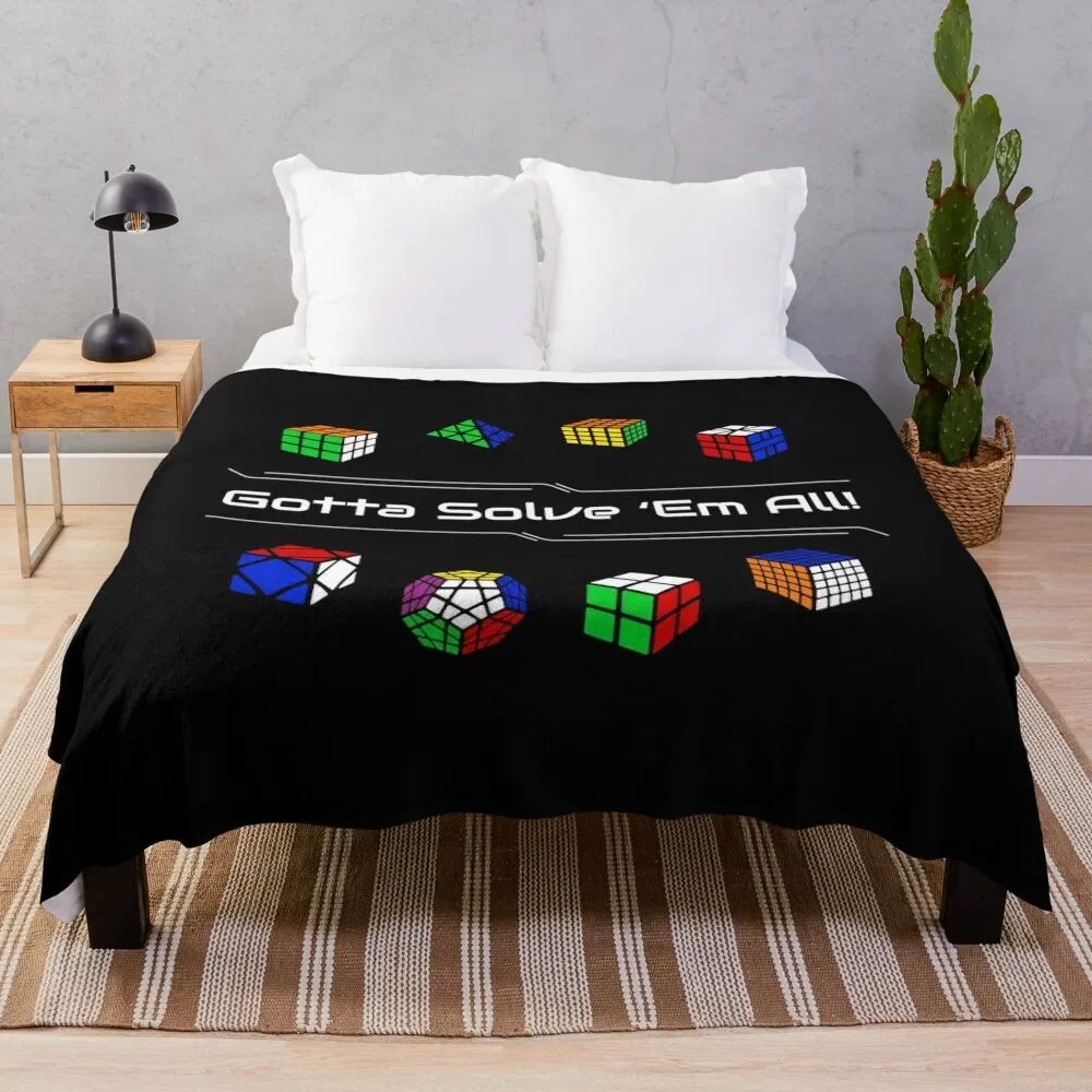 Gotta Solve 'Em All! Puzzles Throw Blanket Decorative Beds Soft Big Blankets