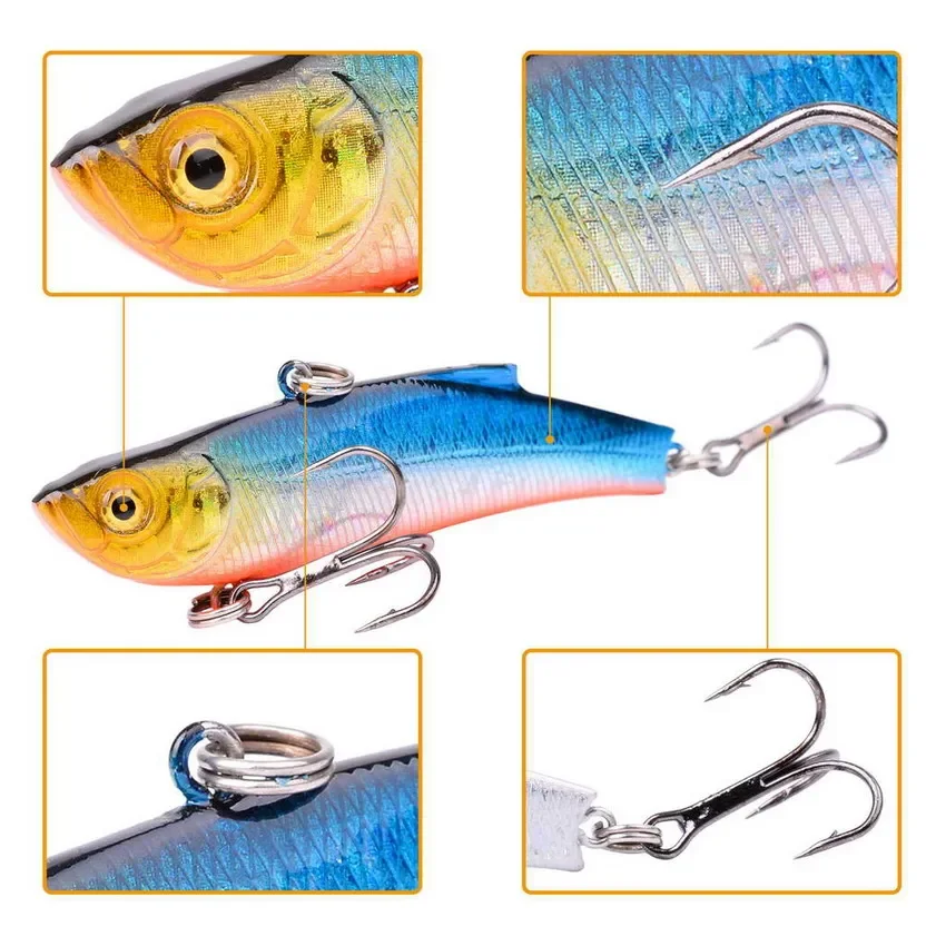 VIB Inverno Ice Sea Fishing Lures, Hard Crankbait Wobblers, Acessórios de Pesca Carpa Artificial, 11 Cores, 7cm, 18.4g, 1Pc