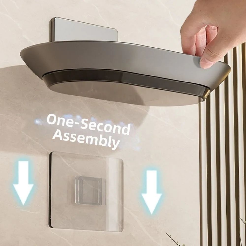 

2Pcs Aluminum Wall-mounted Soap Dish Punch-Free Self Adhesive Soap Drain Box Rust-proof with Drain Water Bathroom Soap Box