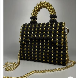 Exquisite Niche Designer Ins Chain Shoulder Crossbody Bag High-end Luxury Parties Dinners Handmade Acrylic Bead Customization