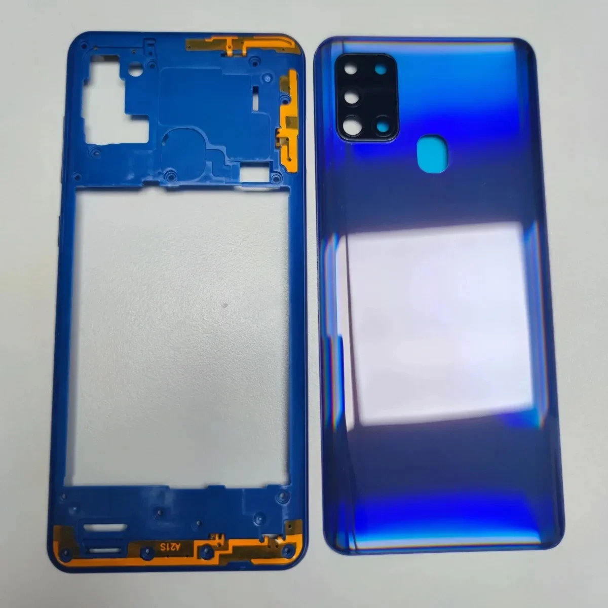 

Полный корпус для Samsung Galaxy A21S A217F, средняя рамка + задняя крышка, чехол с заменой объектива камеры