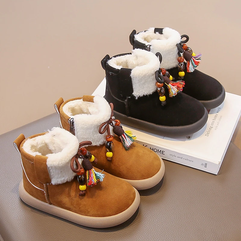 

2025 New Trend Children Winter Boots Thick Bottom Girls Ankle Boots Fashion Causal Kids Anti-slippery School Leather Boots