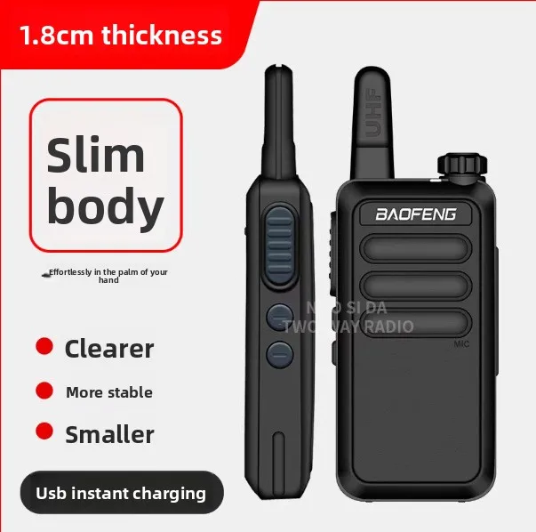 Baofeng BF-R5 Mini Handheld Walkie-Talkie, Slim USB Powered Wireless Transceiver Compatible with C50 BF666