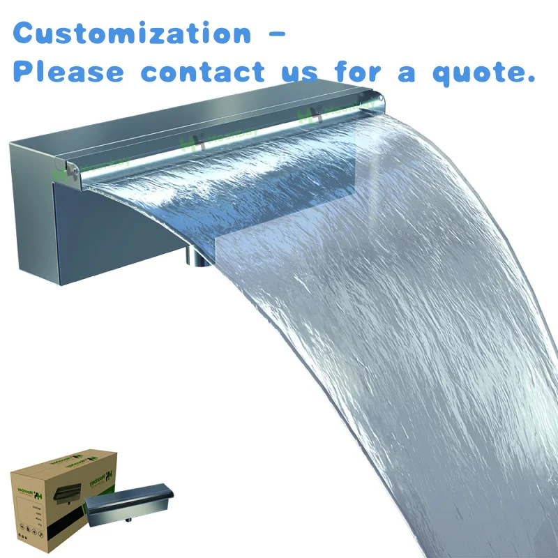 

custom.LED Stainless Steel Waterfall Wall-Mounted Swimming Pool Fountain Waterfall Garden Decorative Curtain Outlets