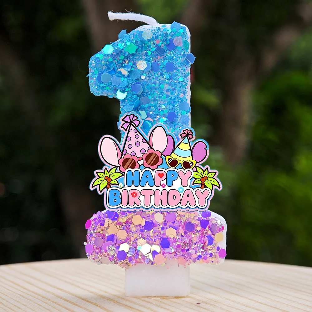 Stiched Cartoon Birthday Candle Cute Blue Character Cake Topper Candle For Birthday Party Cake Celebration Home Decor Supplies