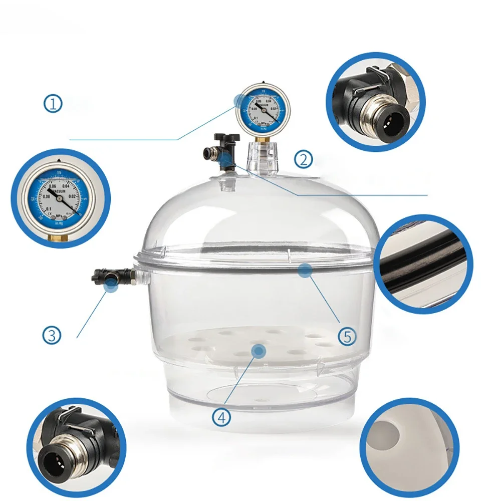 Vacuum Desiccators, Small Lab Desiccator, Double Valves Glassware Lab Desiccator Dryer Vacuum Desiccator Jar, 150mm/250mm