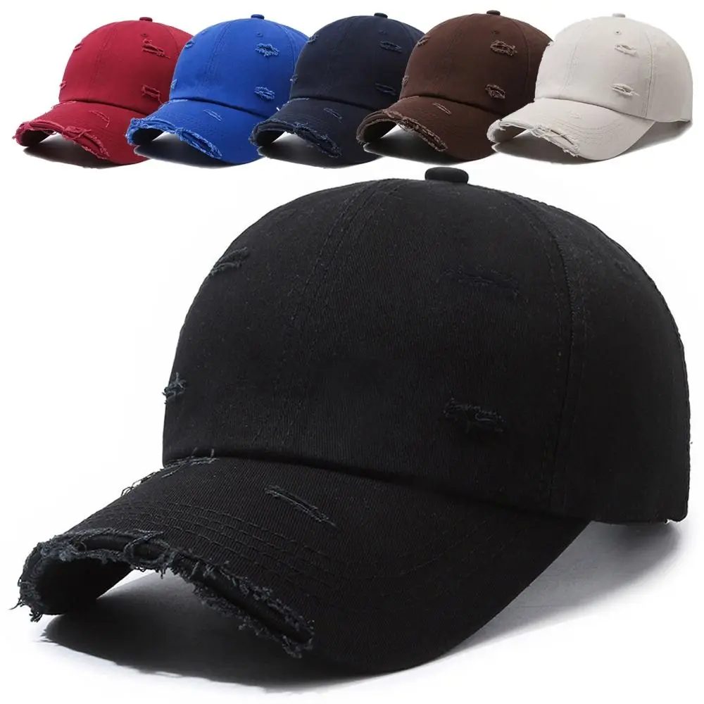 

Retro Broken Hole Baseball Cap Adjustable Hip-hop Washed Cotton Baseball Hats Distressed Faded Cap For Man Women Outdoor Sports