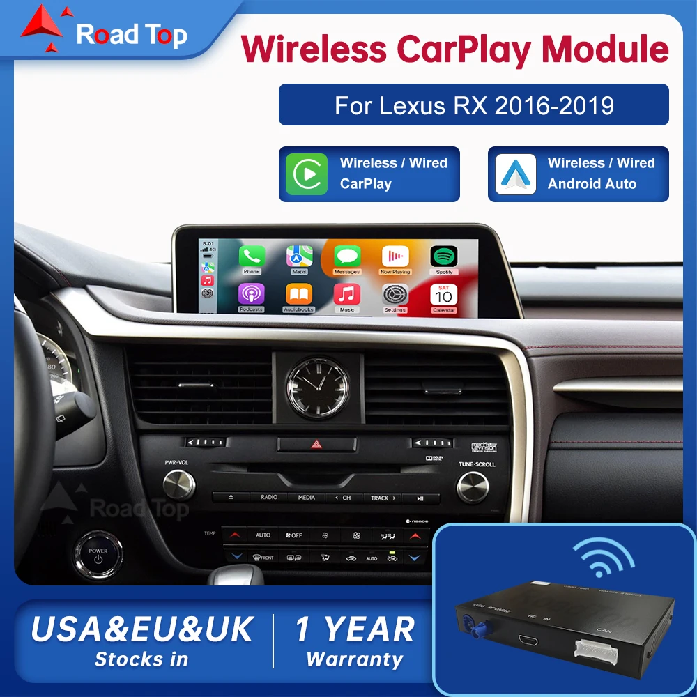 Road Top Wireless Android Auto For Lexus Car RX 2016-2019 Carplay Interface Mirror Link Air Play
