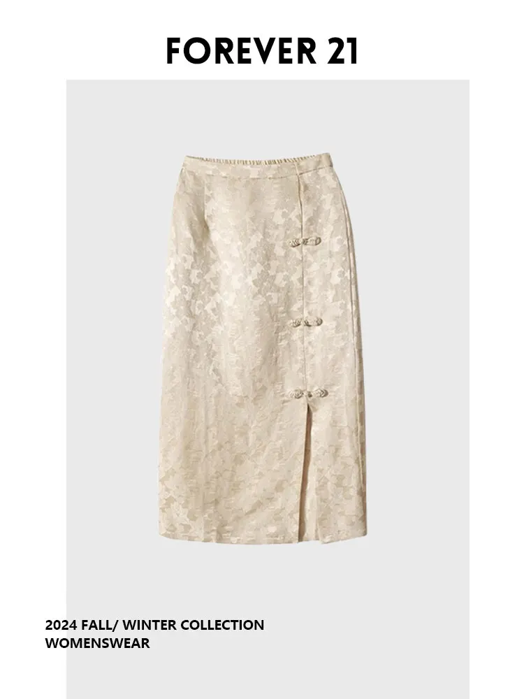 

Новая льняная юбка-халтер Forever 21 в китайском стиле с вышивкой и пуговицами, осенняя коллекция 2026, для повседневной носки, большие размеры