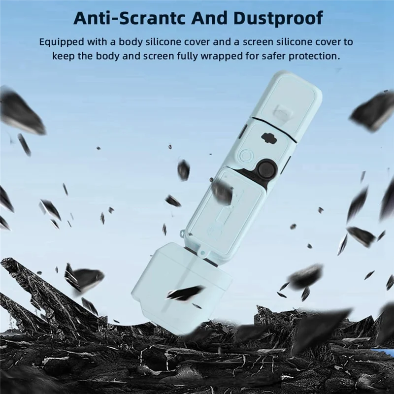 AA87 Funda para DJI Osmo Pocket 3 Funda protectora de silicona suave con funda para el cuerpo, cubierta protectora de lente, fundas de agarre A-Blue