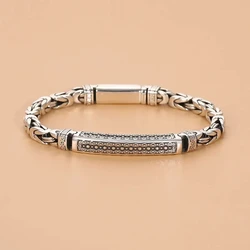 Buddhastone Silver color Ping An Pattern Hand Bracelet Jewelry Personality Popular Men's Retro Bracelets for Women Wholesale