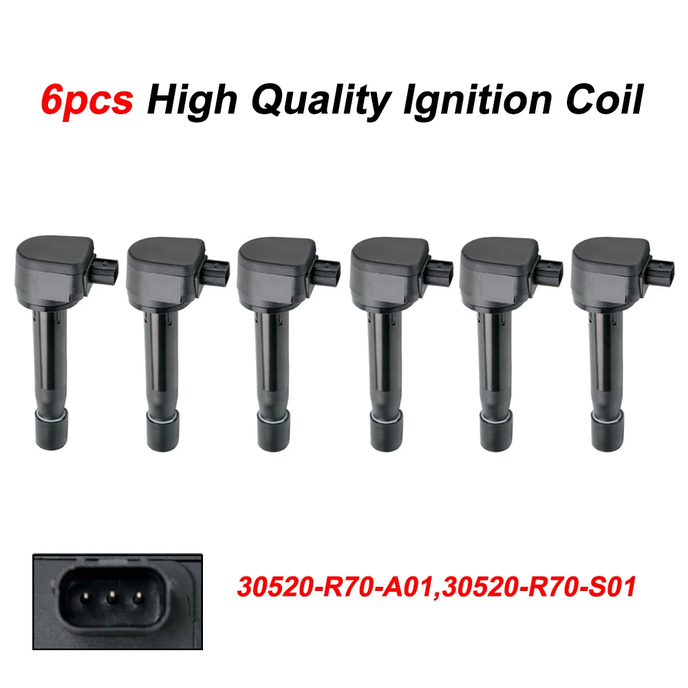 6pcs 30520R70A01 Ignition Coil For Honda Accord Odyssey Crosstour For Acura RL TL TSX 30520-R70-S01 CM11-213 High Quality