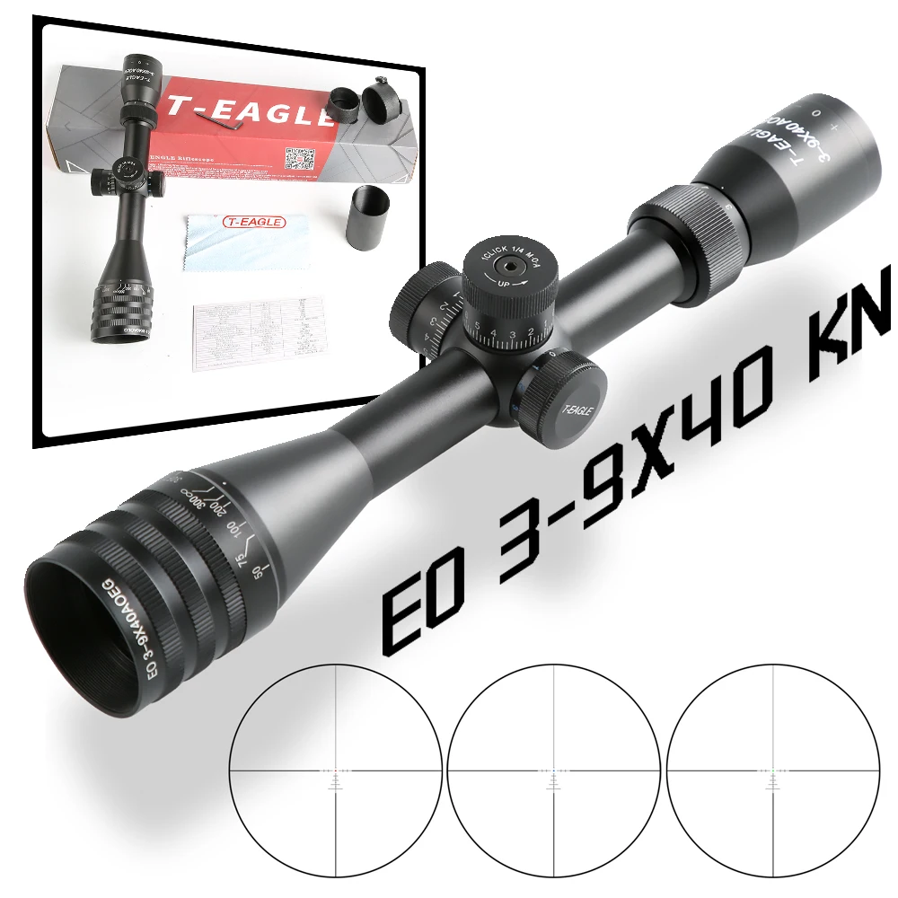 EO 3-9X40 AOEG Optical Rifle Scopes with Rangefinder Reticle Mounts Airsoft Optical Collimator Air Gun Sight Red Green Light